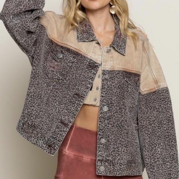 POL Jackets & Blazers - Pol Leopard Denim Jacket